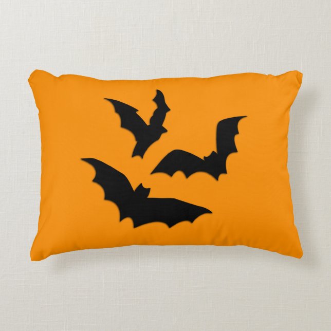 Fledermäuse in Orange Halloween Dekokissen (Vorderseite)