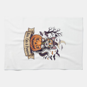 Fledermäuse Katzen Kürbisse Halloween Hexe Katze G Geschirrtuch