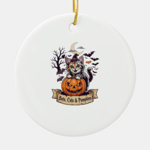 Fledermäuse Katzen Kürbisse Halloween Hexe Katze G Keramik Ornament