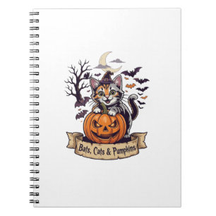 Fledermäuse Katzen Kürbisse Halloween Hexe Katze G Notizblock