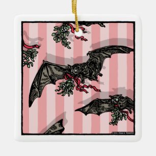 Fledermäuse mit Mistletoe - Pop Goth Holiday Keramikornament