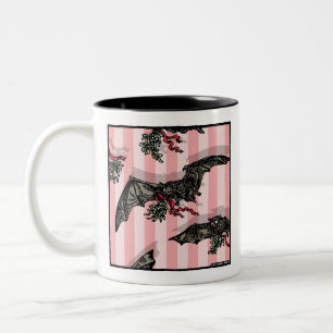 Fledermäuse mit Mistletoe - Pop Goth Holiday Surre Zweifarbige Tasse