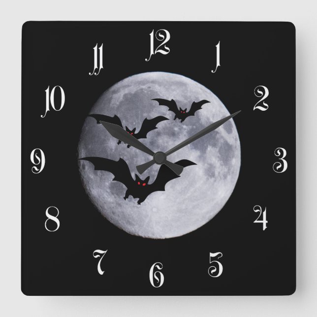 Fledermäuse Quadratische Wanduhr (Vorderseite)