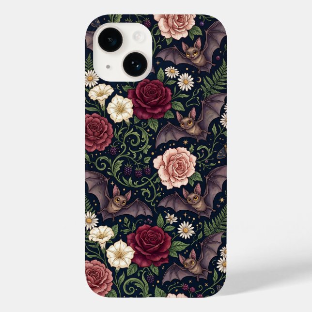 Fledermäuse Rosen Gothic iPhone 14 Hülle (Rückseite)