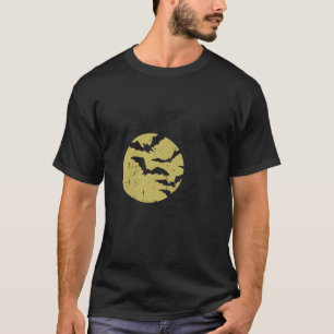 Fledermäuse Schwarm Fliegend Vollmond Gruselig Hal T-Shirt