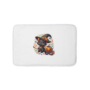 Fledermäuse Schwarze Katze Hexenhut Wand Pumpkin N Badematte