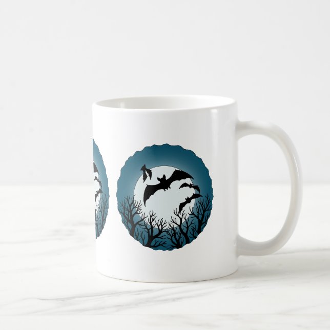 Fledermäuse und Bäume gegen den Mond Kaffeetasse (Rechts)