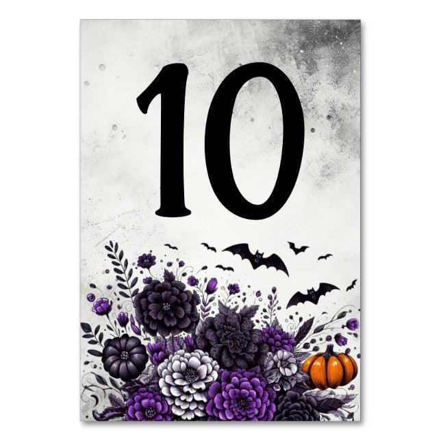 Fledermäuse und Blumen Tisch Nummer 10 Tischnummer (Vorderseite)