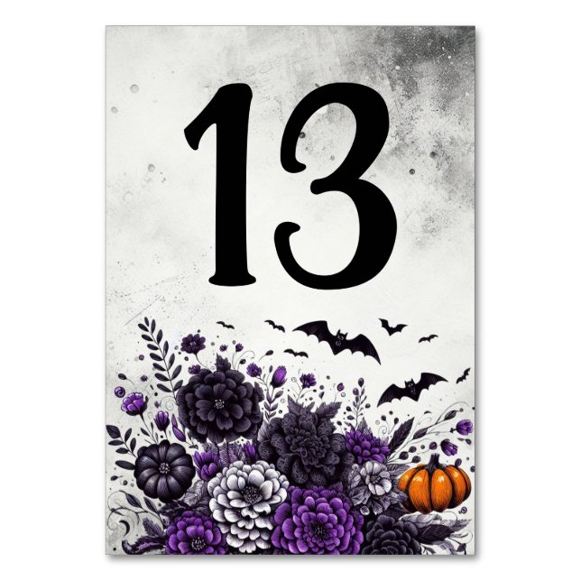 Fledermäuse und Blumen Tisch Nummer 13 Tischnummer (Vorderseite)