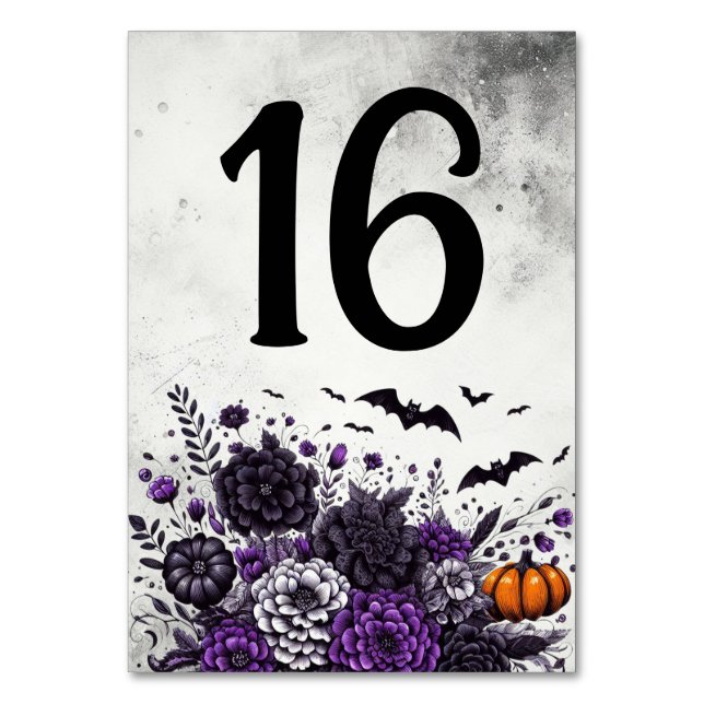 Fledermäuse und Blumen Tisch Nummer 16 Tischnummer (Vorderseite)