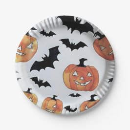 Fledermäuse und Jack-O-Lanterns-Halloween-Party Pappteller