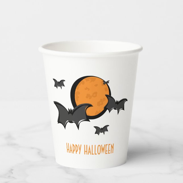 Fledermäuse und Mond Halloween Pappbecher (Vorderseite)