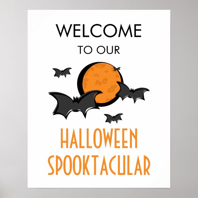 Fledermäuse und Mond-Halloween-Party Begrüßungszei Poster (Vorne)