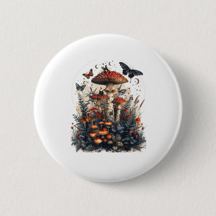 Fledermäuse und Pilz Mond Goblincore Button