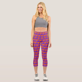 Fledermäuse und Pumpkins Orange und Lila Streifen Capri Leggings