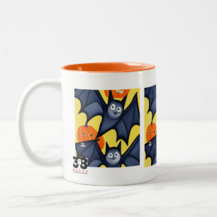Fledermäuse und Pumpkins Zweifarbige Tasse