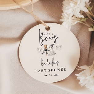 Fledermäuse und Schleifen Halloween-Baby-Shower-Pa Geschenkanhänger