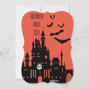 Fledermäuse und Schloss Halloween Invite Black and
