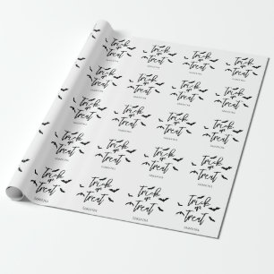 Fledermäuse und Trick-or-Treat-Skripttext Hallowee Geschenkpapier