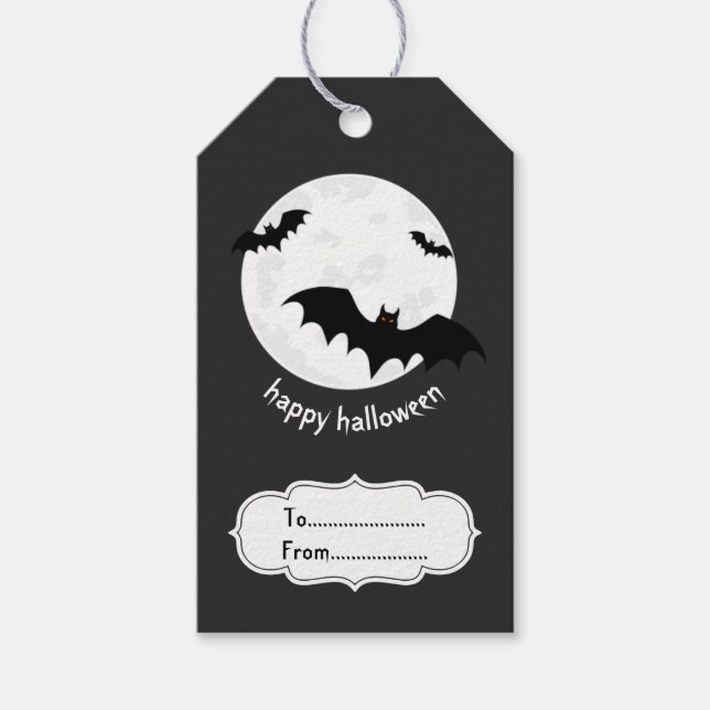 Fledermäuse & Vollmond zu und von glücklichem Hall Geschenkanhänger (Vorderseite)