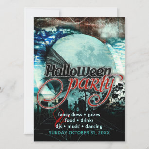 Fledermausflügel Mond Friedhof Halloween-Party-Ein Einladung