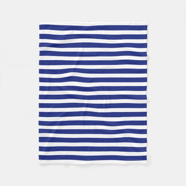 Fleece Baby Blanket Navy Blau und Weiße Streifen (Vorderseite)