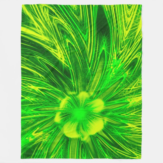 Fleece Blanket Abstrakt Lines Green Blume (Vorderseite)