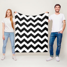 Fleece Blanket - Black & White Zigzag