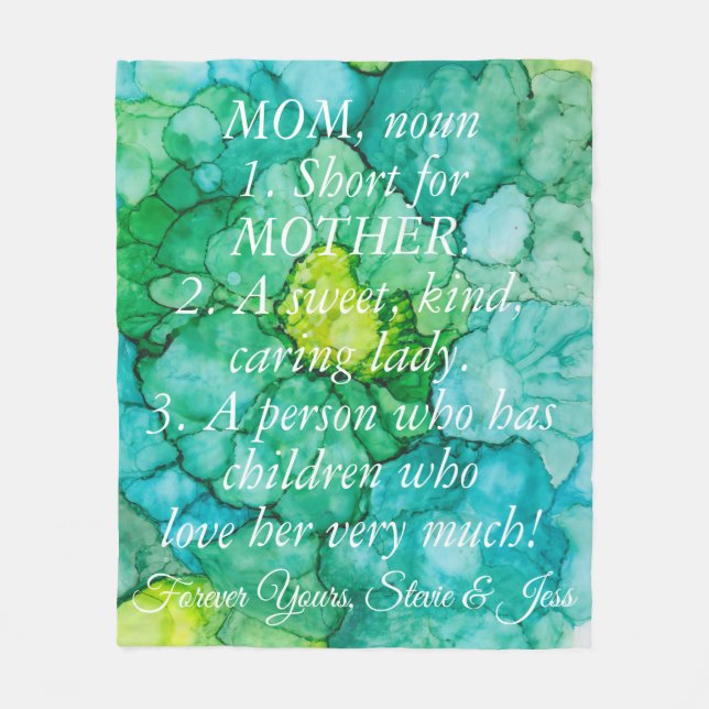 Fleece Blanket "Blue Green Blume" personalisieren (Vorderseite)