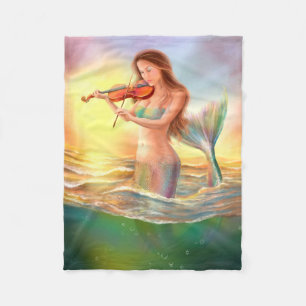 Fleece Blanket, Fantasy-Meerjungfrau spielt Geige