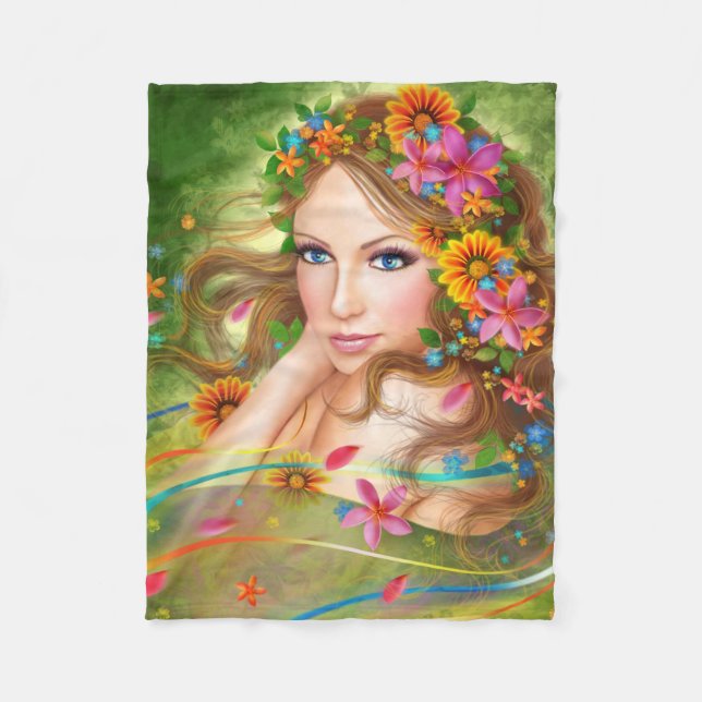 Fleece Blanket, Fantasy Schöne Fee Frau summ (Vorderseite)