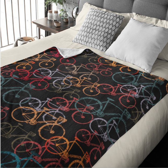 Fleece Blanket farbenfrohe Bikes für Black BG (Von Creator hochgeladen)