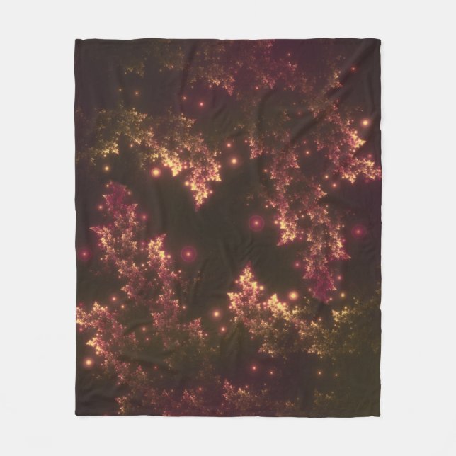 Fleece Blanket Fraktal Blätter Red Glow (Vorderseite)