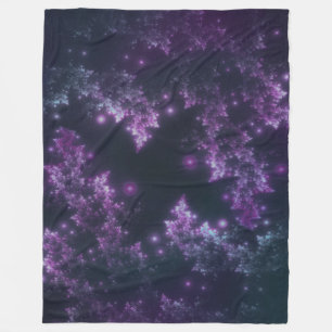 Fleece Blanket Fraktal Blätter Violet Glow