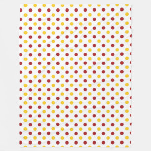 Fleece Blanket/Gelb und Burgundy Polka Dots