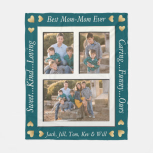 Fleece Blanket "Gold Hearts Gerahmt" Personalisier