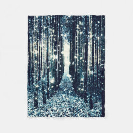 Fleece Blanket: Magischer Wald Aquamarin Grau Eleg