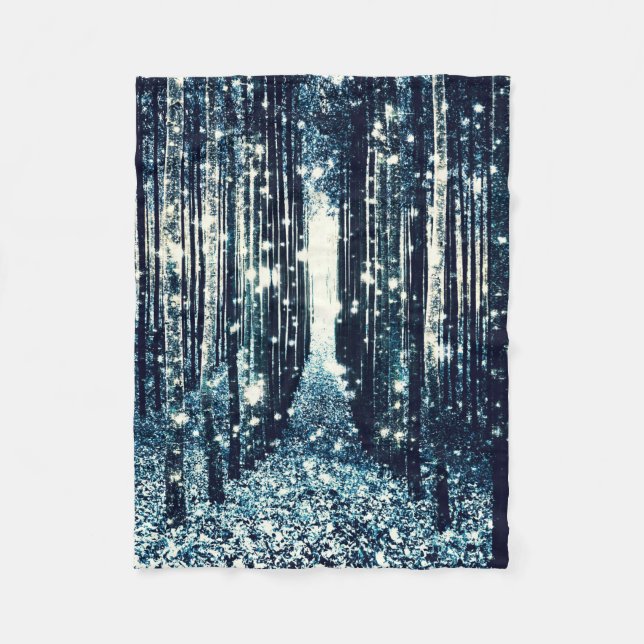Fleece Blanket: Magischer Wald Aquamarin Grau Eleg (Vorderseite)