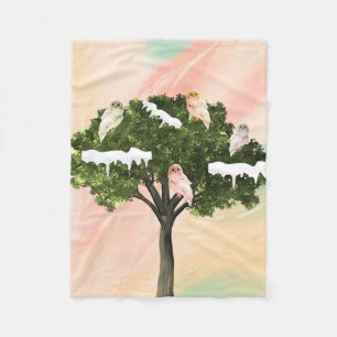 Fleece Blanket mit einem Baum und Eulen