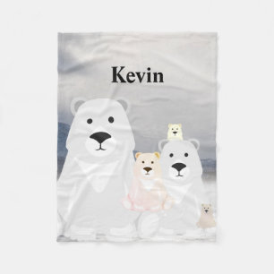 Fleece Blanket mit Polar Bear Family