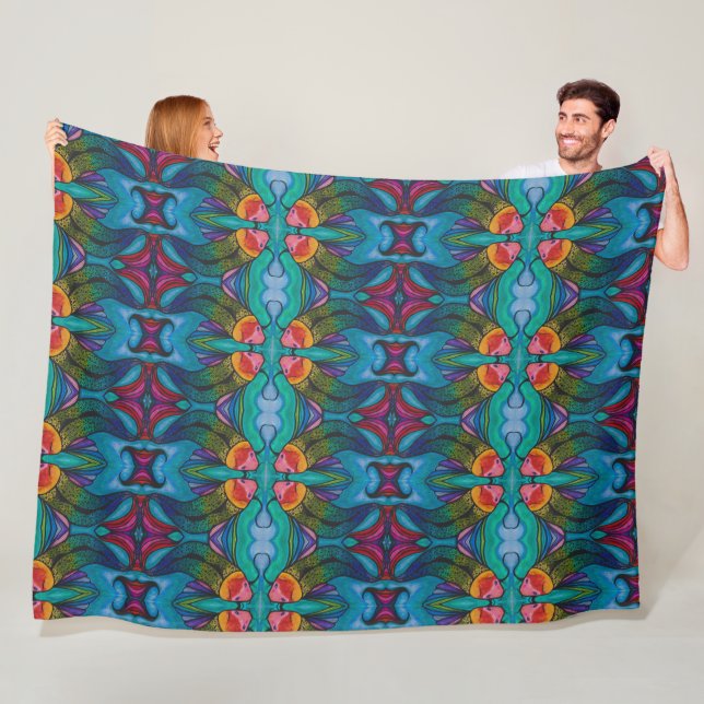 Fleece Blanket mit Regenbogen Koi Fischdesign (Beispiel)