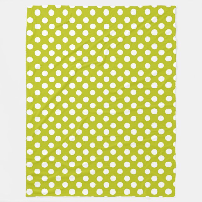 Fleece Blanket/Oliven mit weißen Polka Dosen (Vorderseite)