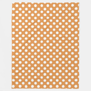 Fleece Blanket/Orange mit weißen Polka-Punkten