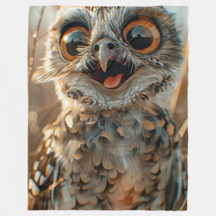 Fleece Blanket Owl Niedlich Lächeln, S, M, L