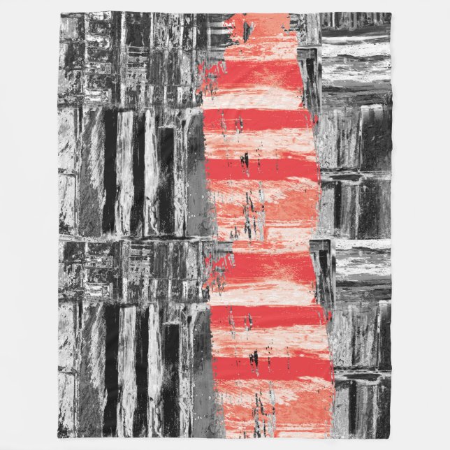 Fleece Blanket – Red Pulse Abstract Design (Vorderseite)