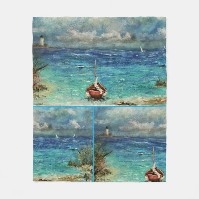 Fleece Blanket Sailboats Stormy Seas ANNSLEE (Vorderseite)