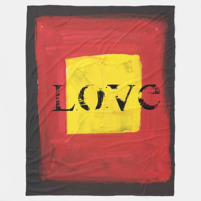 Fleece Blanket Schwarz, Rot und Gelb. (Vorderseite)