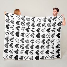 Fleece Blanket - Schwarzes und Weiß Herz