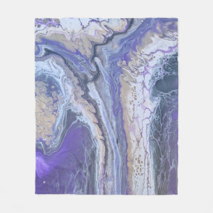 Fleece-Decke Abstract Lila & Gold Mineralader Fleecedecke