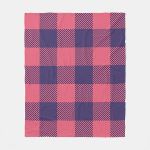 Fleece-Decke Hot Pink Magenta Indigo Karo Fleecedecke